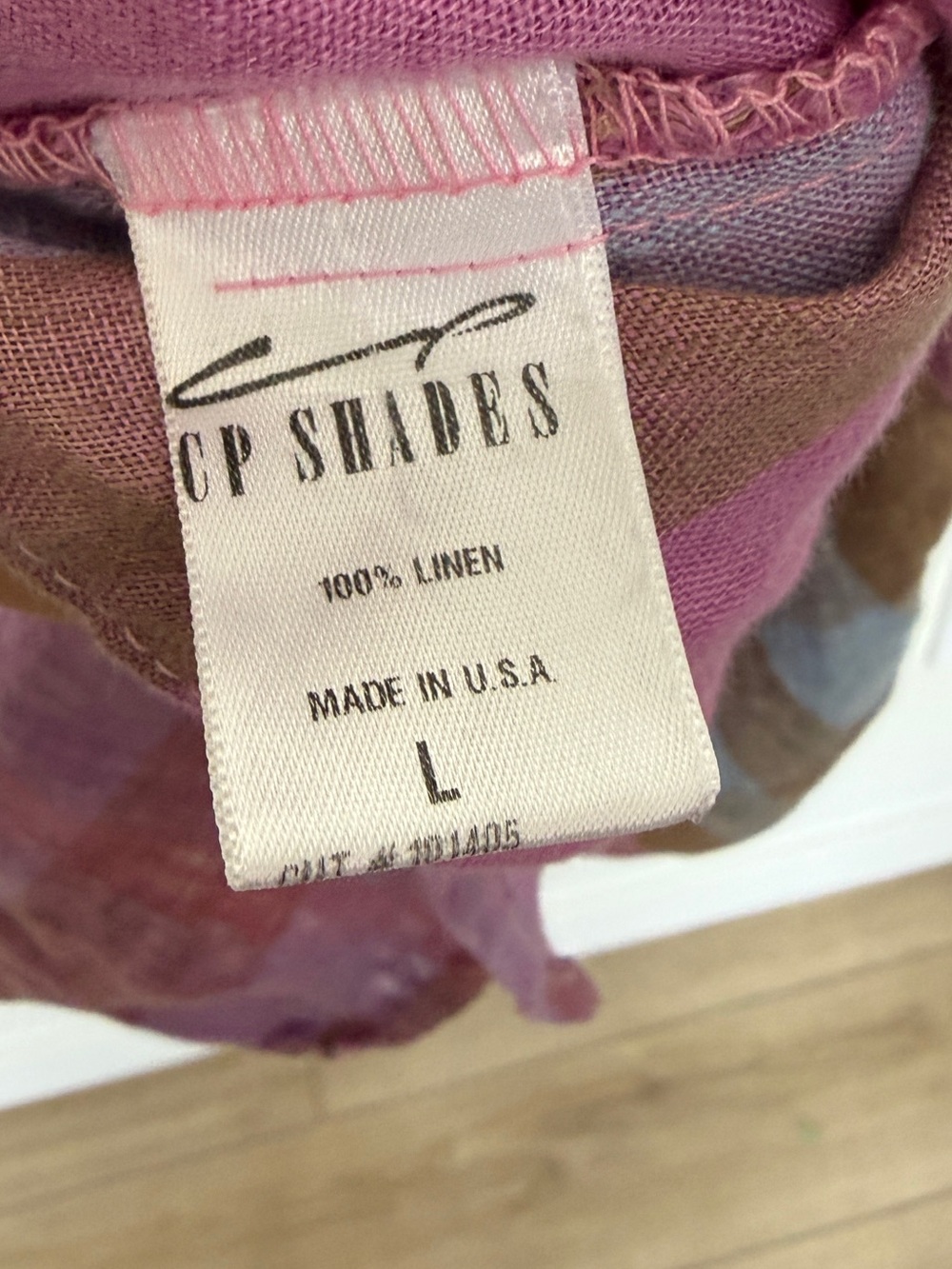 CP Shades 100% Linen Pink Plaid Oversized Tunic Shirt Dress L - Picture 7 of 9
